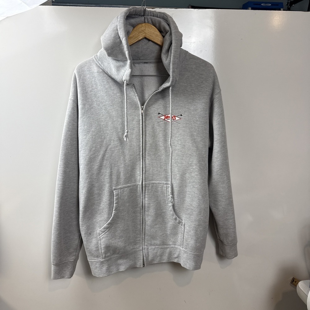 Jacks Surfboards Hoodie Jacket Mens Size Large  Gray Cotton Blend Good Condition